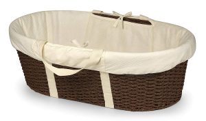 Wicker-Look Woven Baby Moses Basket with Bedding